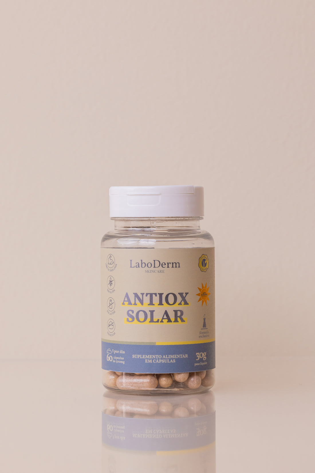 O novo ANTIOX SOLAR, Protetor Solar Oral - Com Pinus Pinaster + Ácido Hialurônico  + Vitamina K2 + Resveratrol  + 8 ativos - 60 cáps (tratamento para 2 meses)