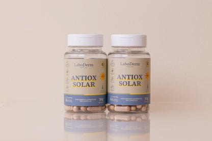 O novo ANTIOX SOLAR, Protetor Solar Oral - Com Pinus Pinaster + Ácido Hialurônico  + Vitamina K2 + Resveratrol  + 8 ativos - 120 cáps (tratamento para 4 meses)